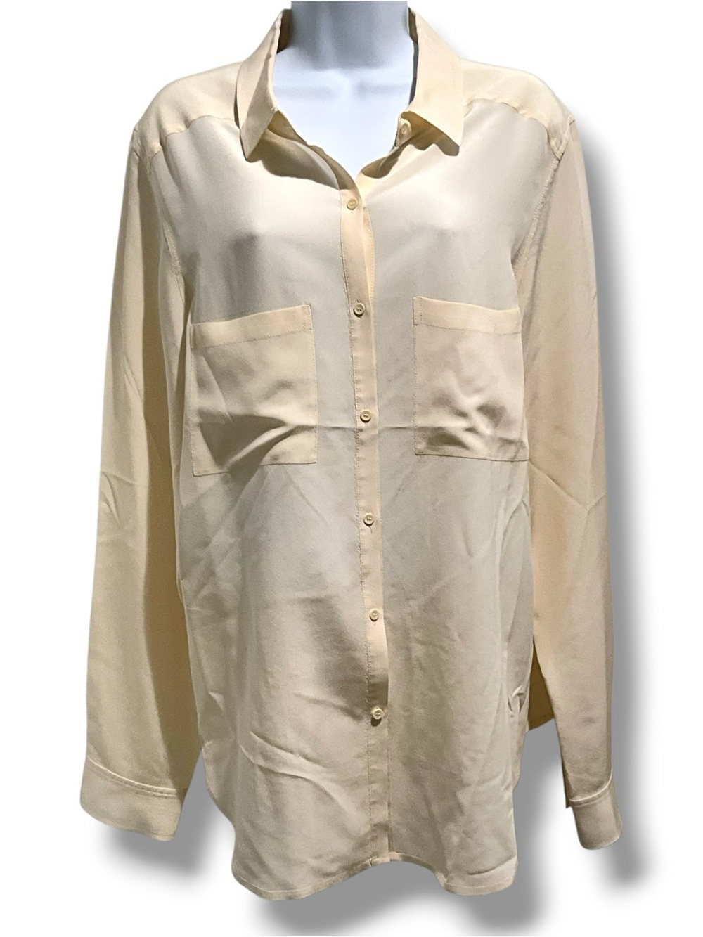 Nordstrom Trouve 100% Silk Blouse Ivory Women’s Size Large